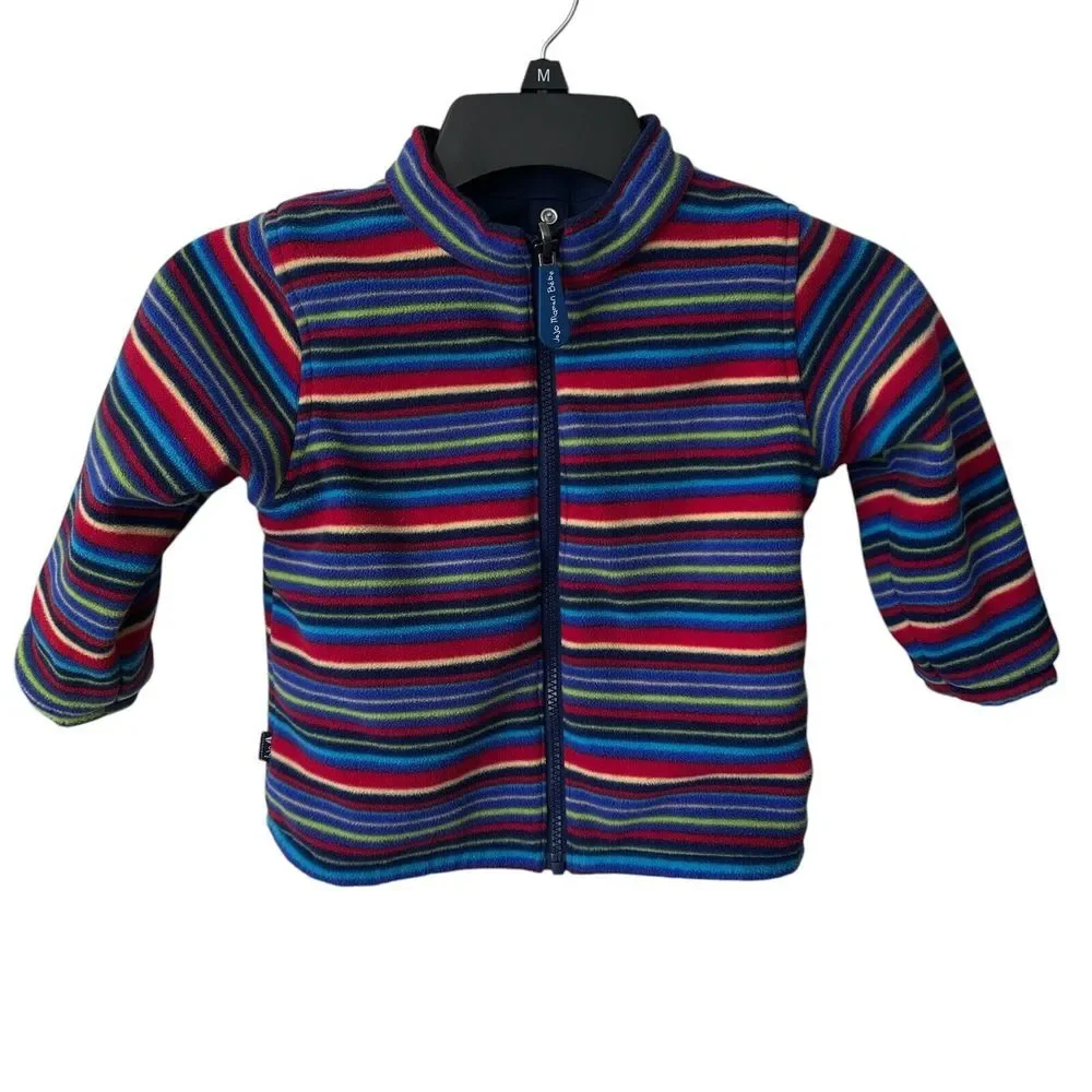 Jojo Maman Bebe Size 2 3‎ Fleece Lined Blue Jacket Striped Reversible Waterproof